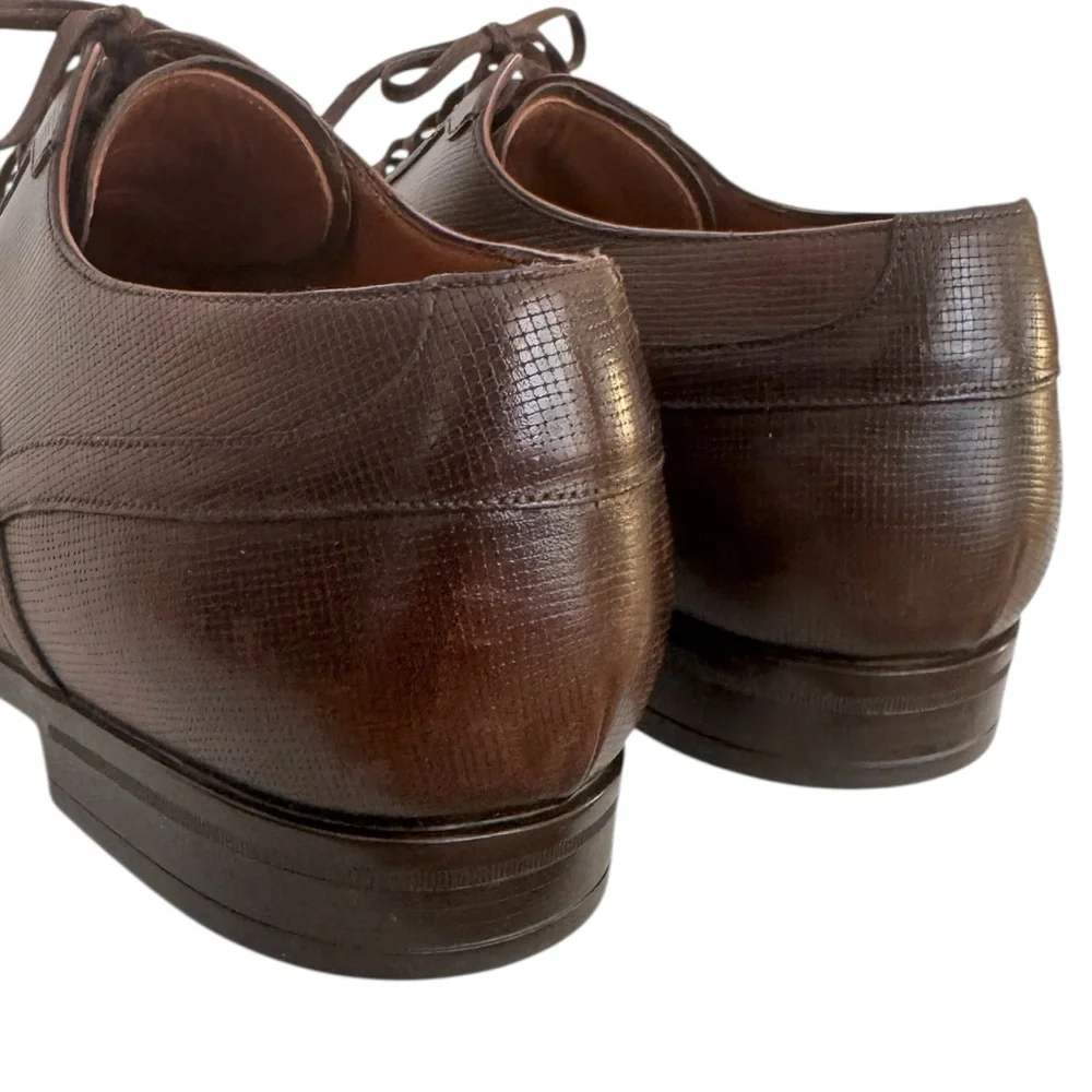 Bally Men's Lauron Oxford Brown Ombré Leather Derby Shoes Size 9.5 D US / 8.5 EU